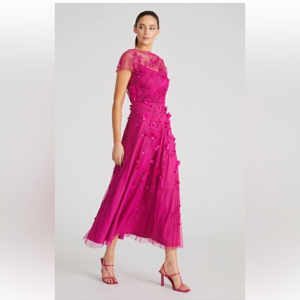 NEW Theia Leona Petal Midi Dress sz 10